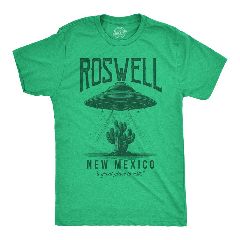Mens Funny T Shirts Roswell New Mexico Sarcastic UFO Graphic Novelty Tee For Men