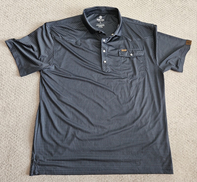 Iron Oak Apparel Co Polo Shirt Mens XL Snap Front Performance Stretch Blue
