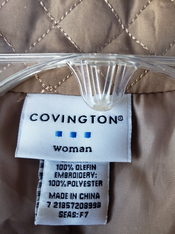 Covington Woman Light Brown Quilted Embroidered Floral Jacket Button Fron 16-18W gallery