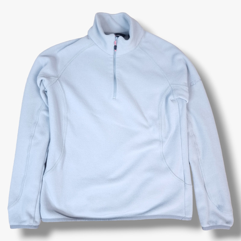 Berghaus Fleece Jumper UK 12 Womens Baby Blue Grey Quarter Zip 1/4 Outdoor