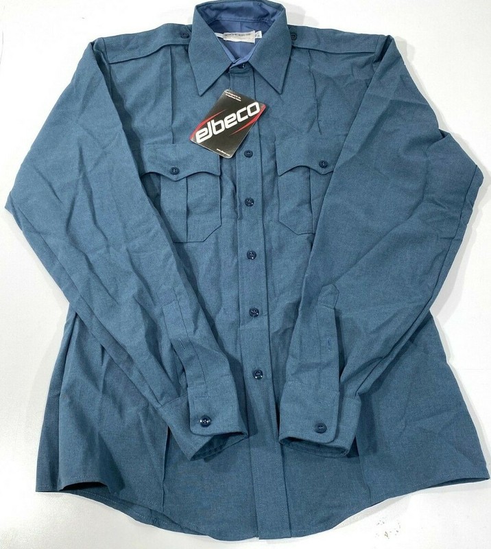NEW ELBECO MENS TexTrop2 LONG SLEEVE POLYESTER SHIRT 319N FRENCH BLUE 15.5 x 37″
