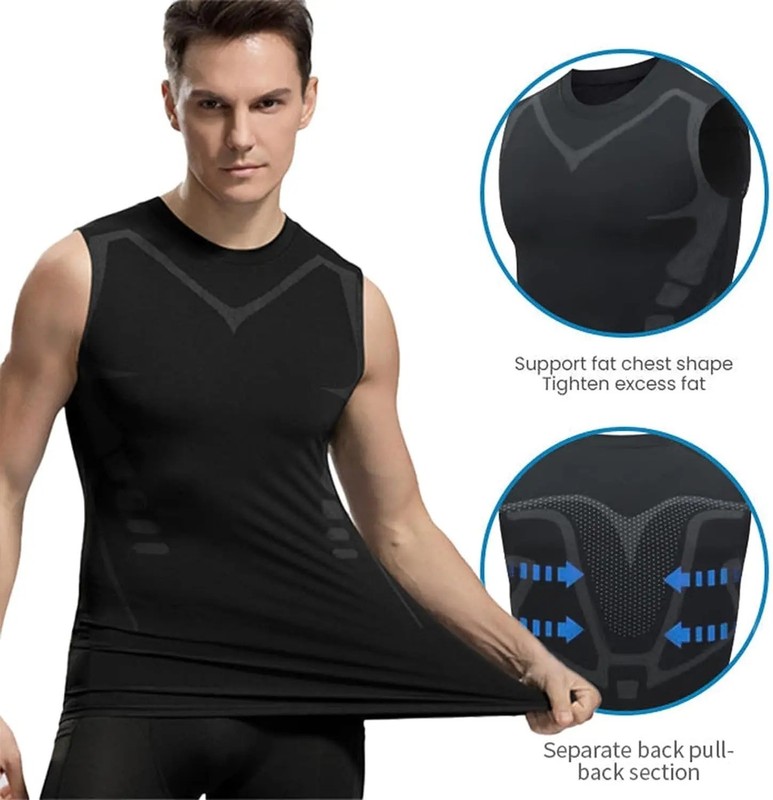 Men Compression Shirt Version Ionic Shaping Sleeveless Vest Sport Tank Top S-2XL gallery