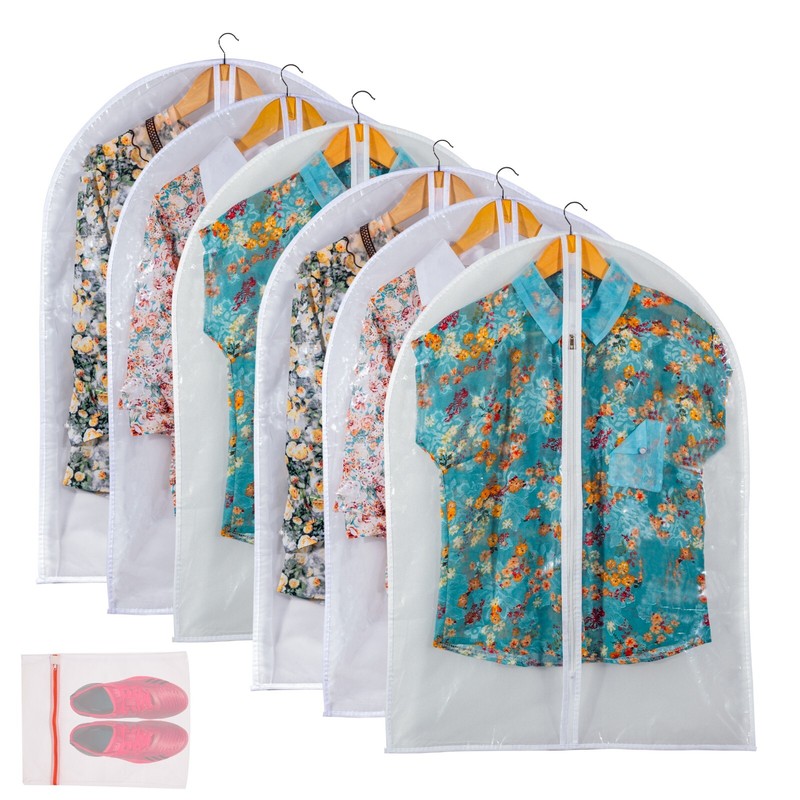 Clear Garment Bag Suit Bags Closet Storage Dust Cover with Zipper for Clothes