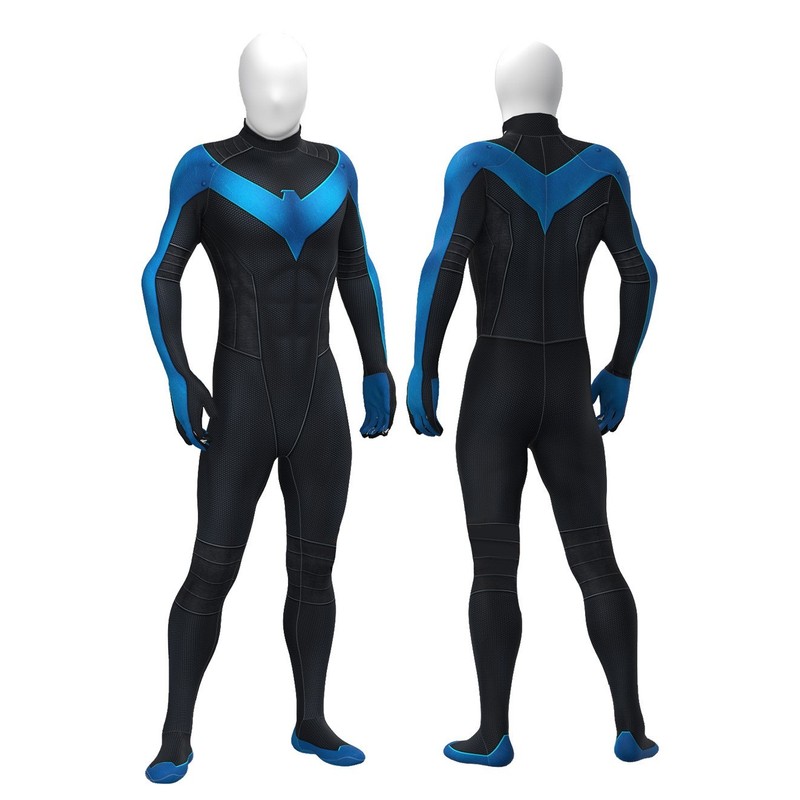 Comic Nightwing Cos Jumpsuit Dick Grayson Cosplay Costume Adult Kids Stage