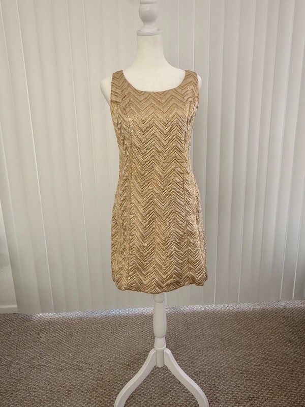 Vintage 1960's Gold Go-Go Mod Mini Dress