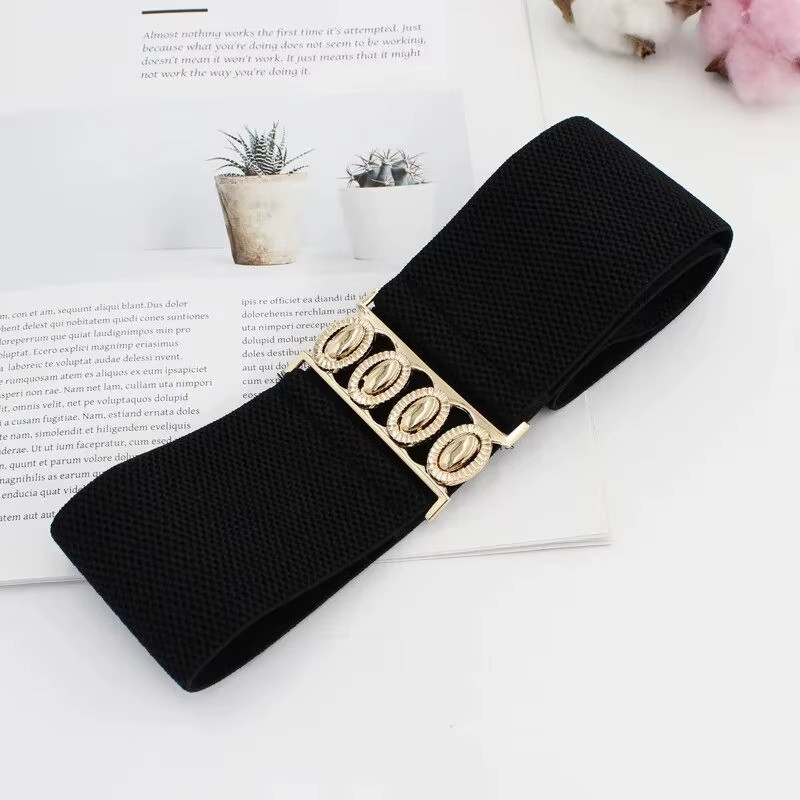 Womens Fashion Elastic Cinch Belt 3" Wide Stretch Waist Band Clasp Buckle gallery