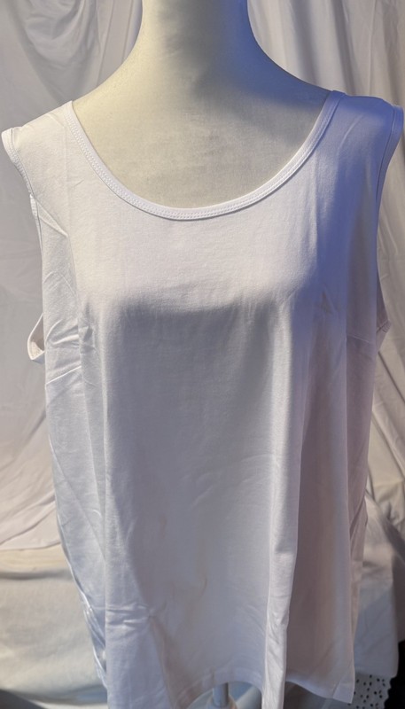 Woman Within 2 pack Tank Tops Sleeveless Cotton Knit Basic White Size 18/20