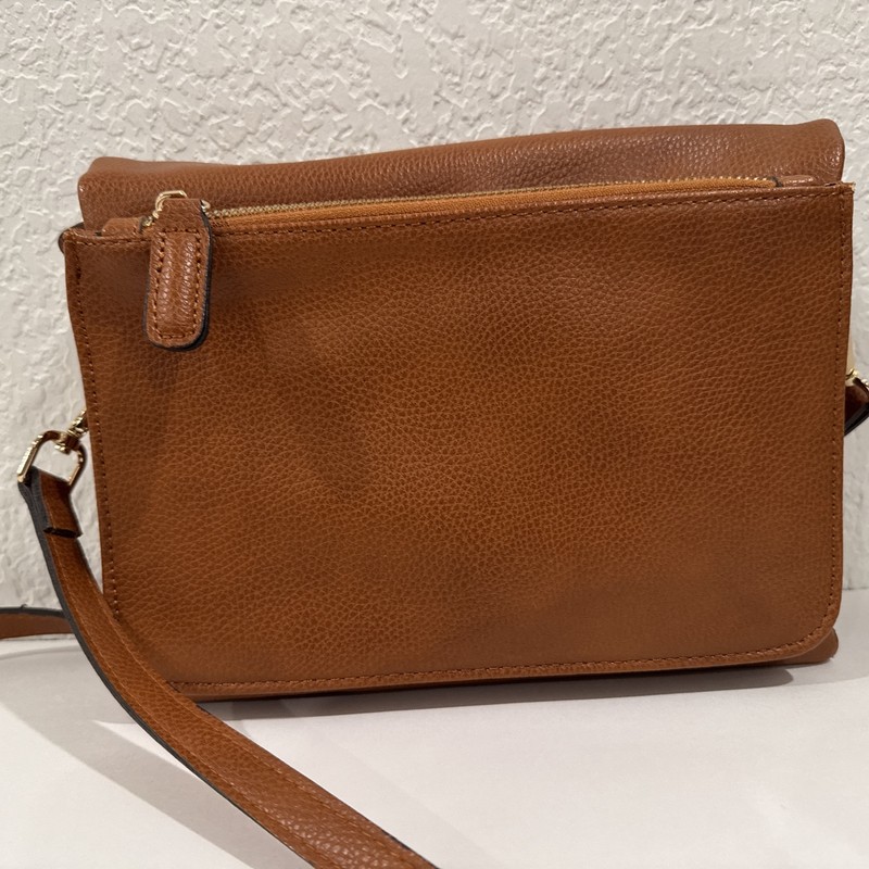 Street Level PURSE Brown Pebbled VEGAN LEATHER Crossbody BAG Multi Pocket VGUC gallery