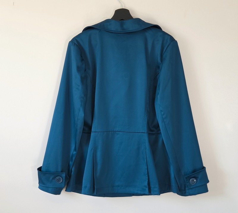 Lane Bryant Teal Blue Short Trench Style Coat Size 16 City Classic gallery