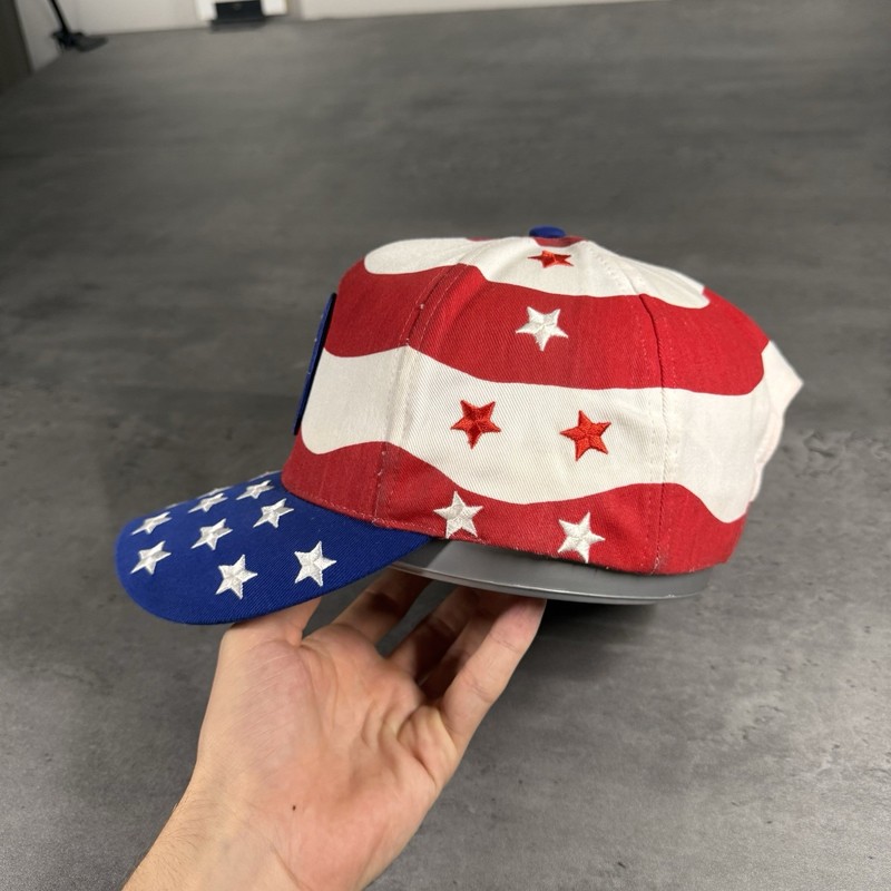 Vintage USPS First Class Mail Hat Trucker Cap Red White Blue USA Flag Leather gallery