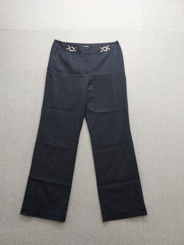 Ann Taylor Women Pants 6P Navy Blue Zip Hook & Eyes 100% Cotton Mid Rise Career