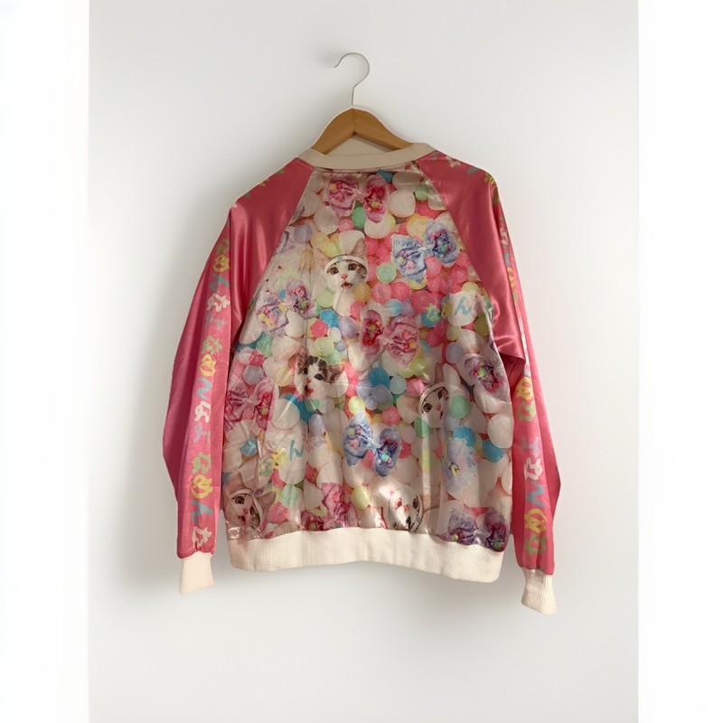 ACDC RAG x Namenna yo Harajuku Bomber Jacket Kawaii Kitten Sukajan Pink Rare gallery