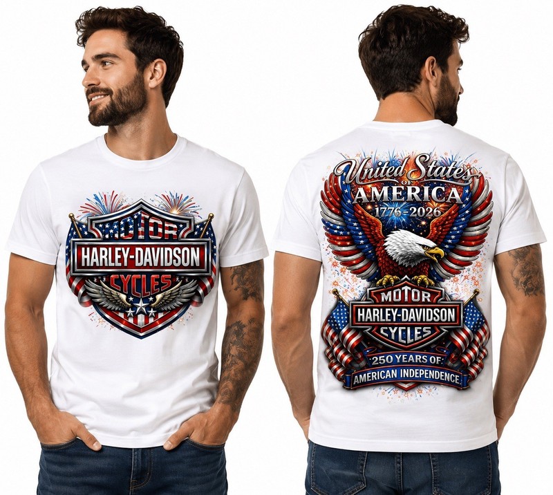 Harley-Davidson America 250th Anniversary Shirt 1776-2026 Independence Day Tee