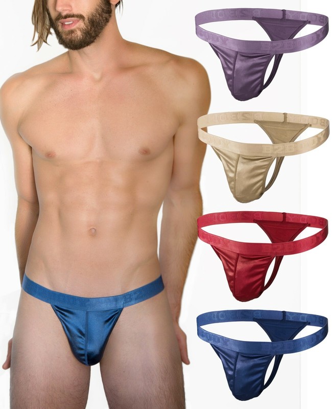 Satin Mens Sport Thongs Underwear Silky Sexy Man G String Thong Undie Multi-Pack