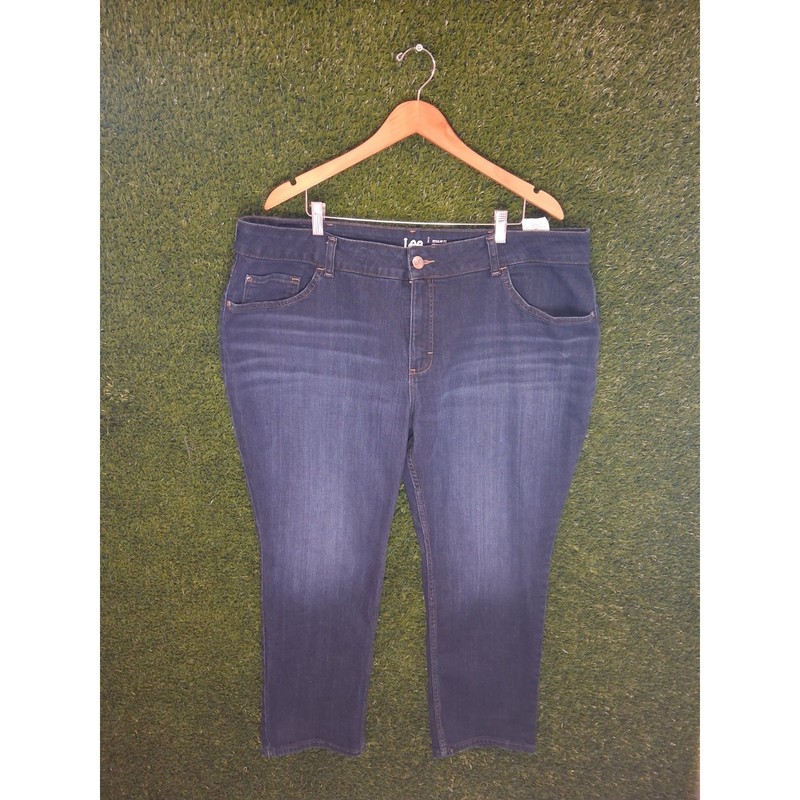 Lee Plus Size 24WP Jeans Womens Regular Fit Straight Leg Dark Wash Stretch 24W
