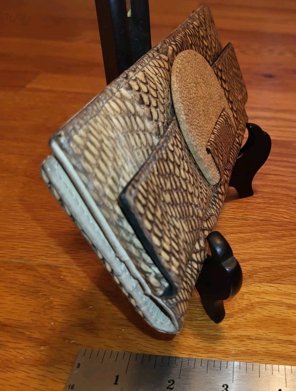 Vintage R&Y AUGOUSTI Python Snake Skin Leather Folding Wallet Clutch gallery