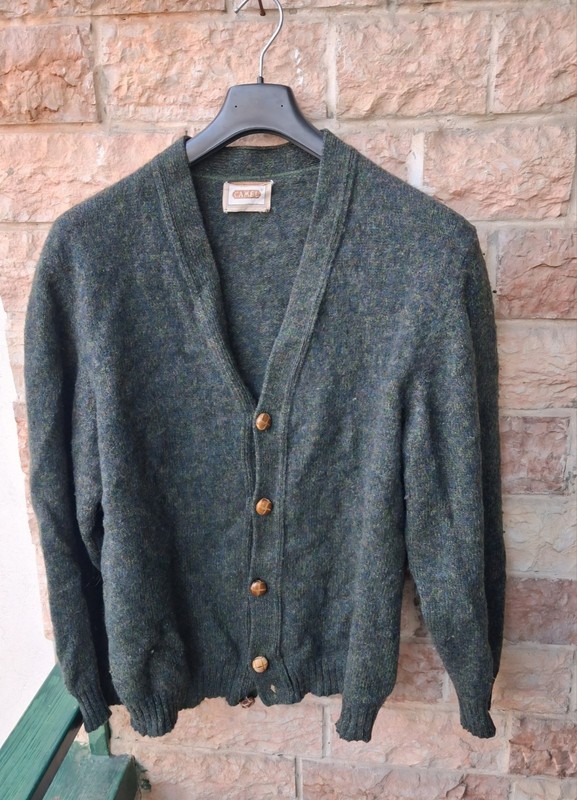 1980s Camel Cardigan Sweater. Large XL. Double wool, men’s. Vintage Made Ita