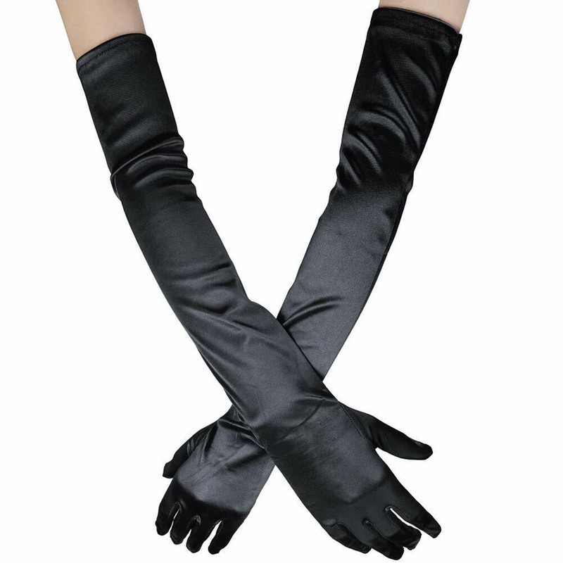 Stretchy Long Opera Gloves Party Satin Gloves Adult Size Elbow Length Wedding US gallery