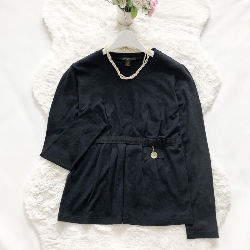Louis Vuitton*LV Charm Ribbon Cut and Sew Long Sleeve Black From Japan Authentic