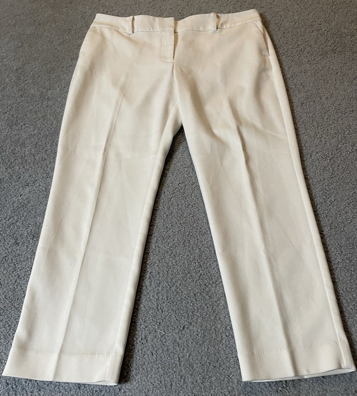 Y2K 90s Ann Taylor Cropped Pants 12 Ivory Straight Leg Career Party Minimalist