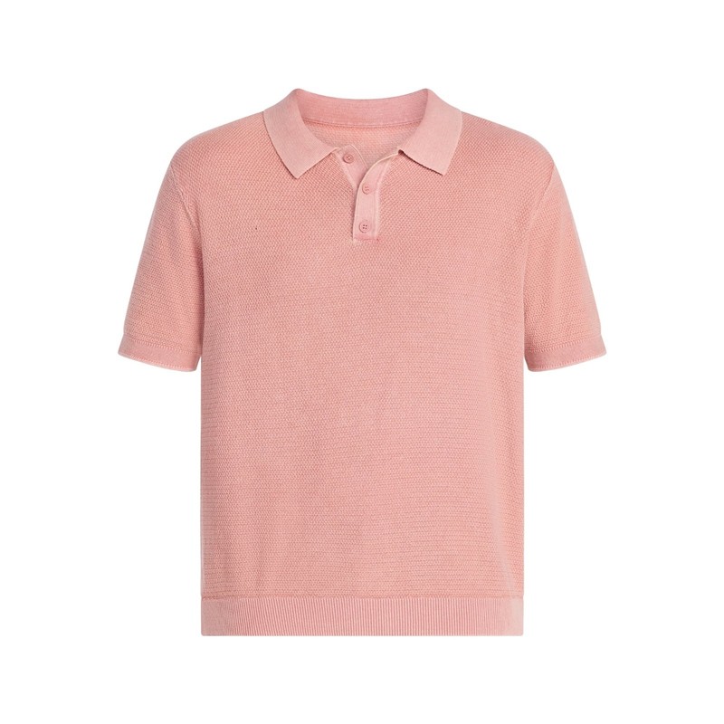 Sweater Polo Short Sleeve Men’s XL Coral Castle Pink Cuffs Hem Cotton New