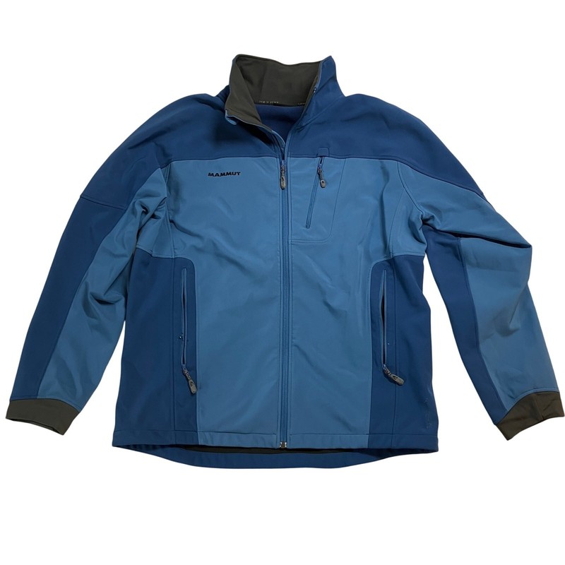 Mammut Plano Jacket Men’s XL Blue Softshell Full Zip Fleece Lined Travel Hiking