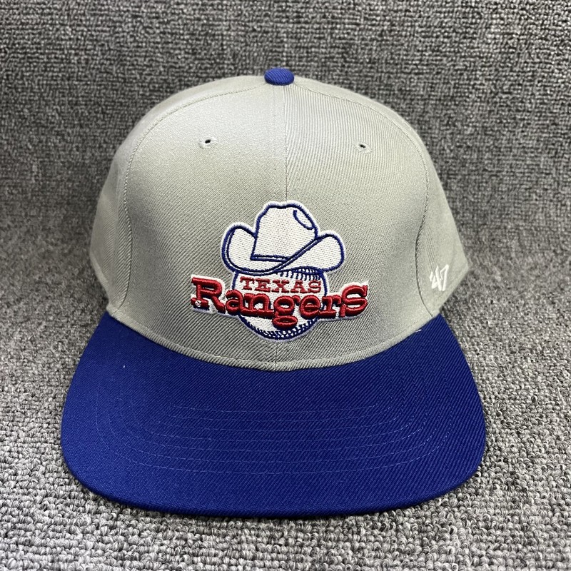 ’47 Brand Texas Rangers Retro Fitted Flat Brim Grey Blue 7 1 8 Hat