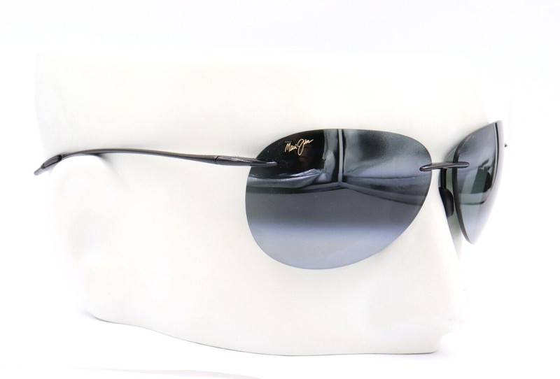 New Maui Jim SUGAR BEACH Black Rimless Sunglasses Gray Polarized 421-02 $189 gallery