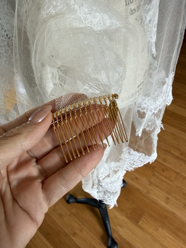 Twigs And Honey Silk And Lace Trim Wedding Veil - Style #222 gallery