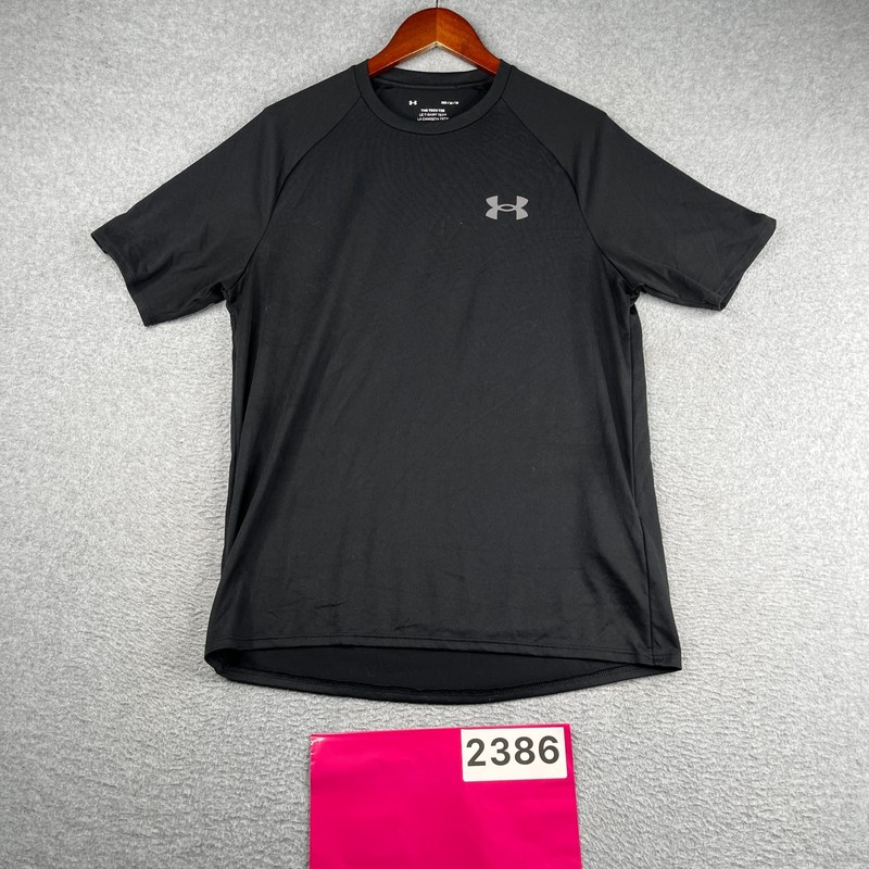 Under Armour Tech Tee Shirt Gym Mens Medium Black Performace Logo