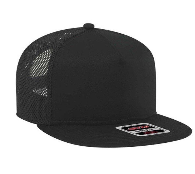 NEW BLACK OTTO CAP HAT 5 PANEL MESH TRUCKER SNAPBACK HIGH CROWN FLAT 1641209
