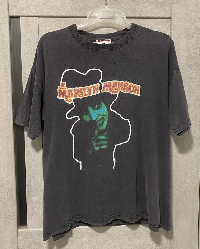 1995 Marilyn Manson Dope Fiend T shirt remake black tee QT1346