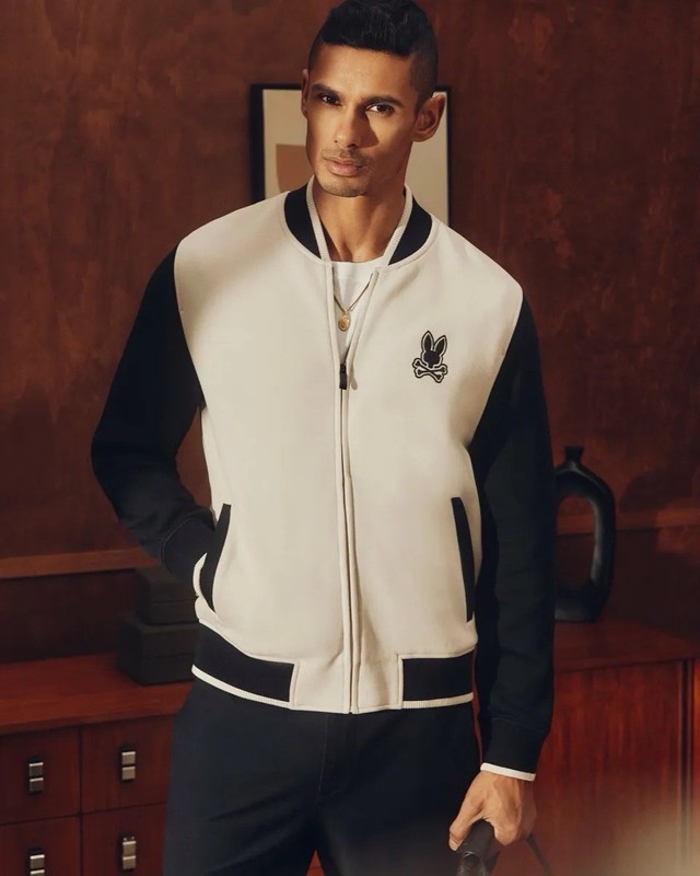 Psycho Bunny MENS CRETEv COLOR BLOCK BOMBER – B6J421F200 NWOT Size Large