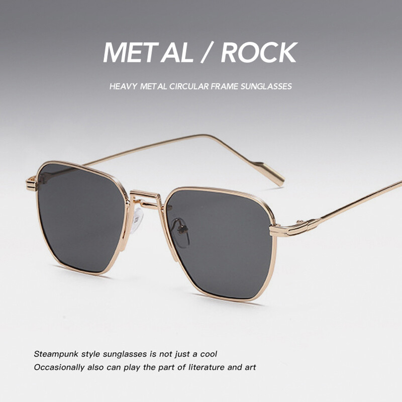 Vintage Square Sunglasses 90s Retro Steampunk Metal Sun Glasses Classic Eyewear gallery