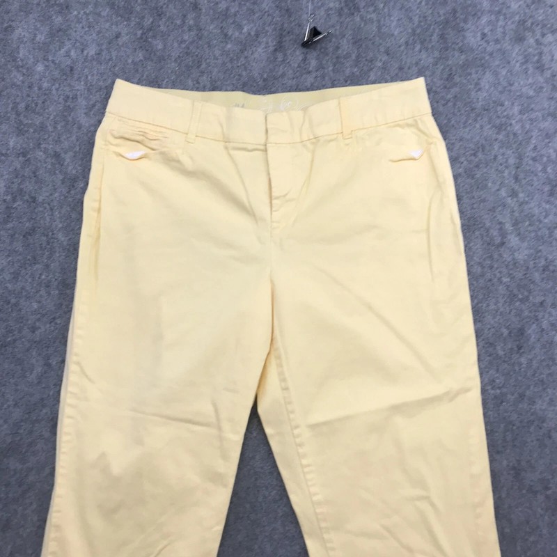 JM Collection Capri Pants Women Size 12 Light Yellow Hook And Eye Flex Waistband