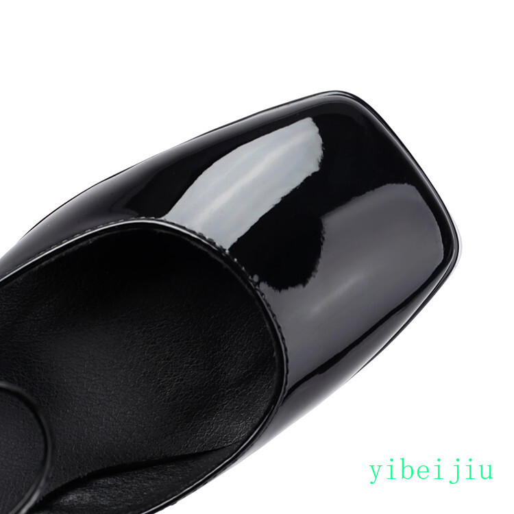 Womens Summer Sandals Ankle Strap Platform High Heel Patent Leather Shoes Buckle gallery