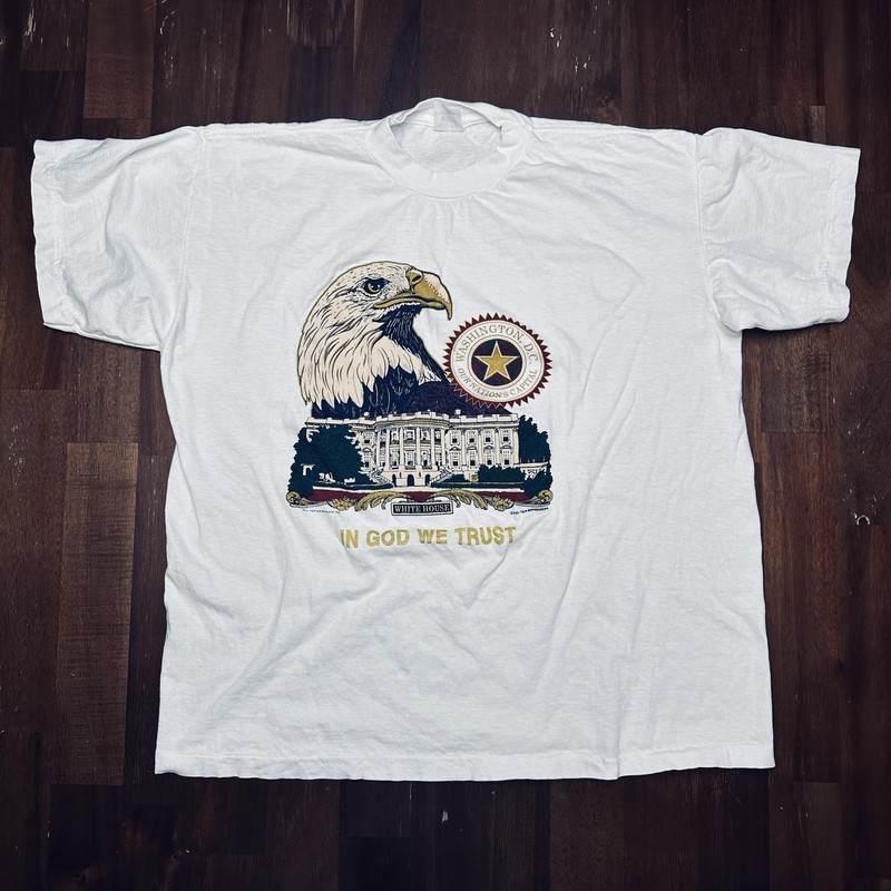 Vintage 1995 Washington DC White House Eagle Shirt Mens Large White USA