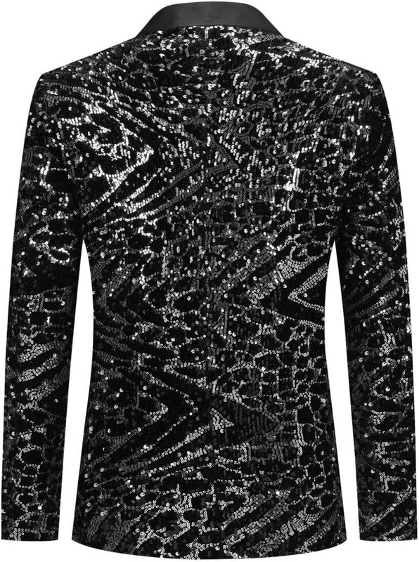 Mens One Button Sequin Blazer Party Festival Tuxedo Jacket Slim Fit Coat gallery