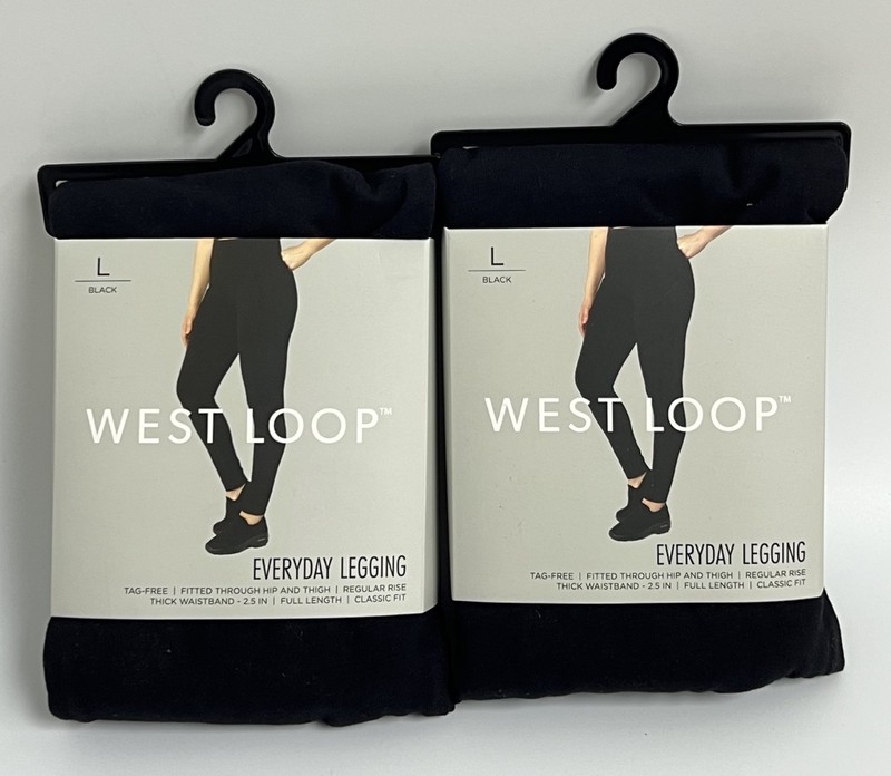2 PACK – West Loop-Everyday Legging – Black, L – Fitted Full Length Classic Fit