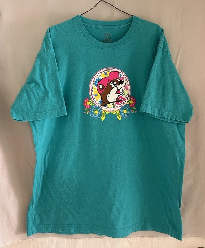 Buc-ee’s Womens XL Short Sleeve Graphic Shirt Enjoy Every Moment Blue Floral