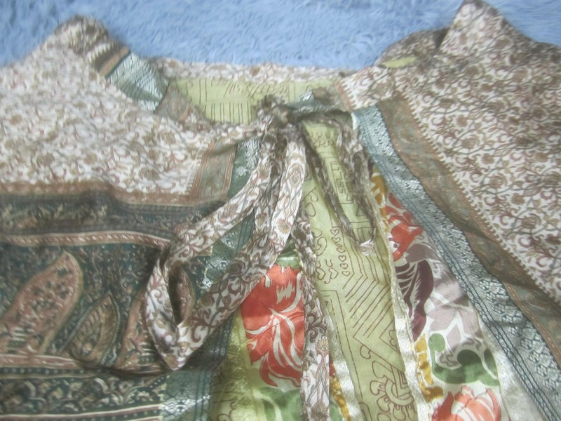 Jackpot Wrap Skirt Womens One Size Silk Boho Floral Multicolor Knee Length gallery