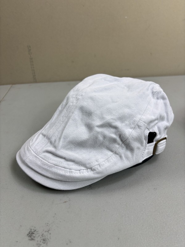 Newsboy Hat Paperboy Golf Gatsby Driver Cabbie Flat Cap One Size White Cotton