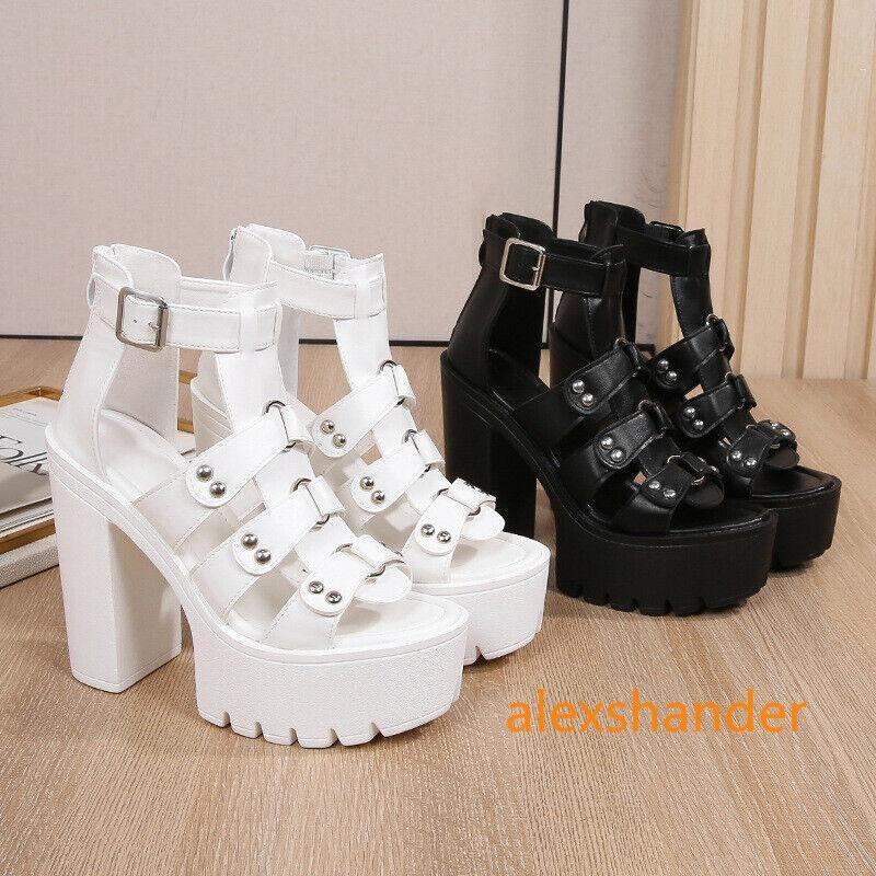 Women's High Heel Platform Back Zip Sandals Gladiator Casual Summer Girls Shoes gallery