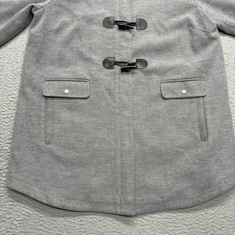 Big Chill Jacket Womens Large Gray Knit Hooded Toggle Close Sherpa Lined Pockets gallery