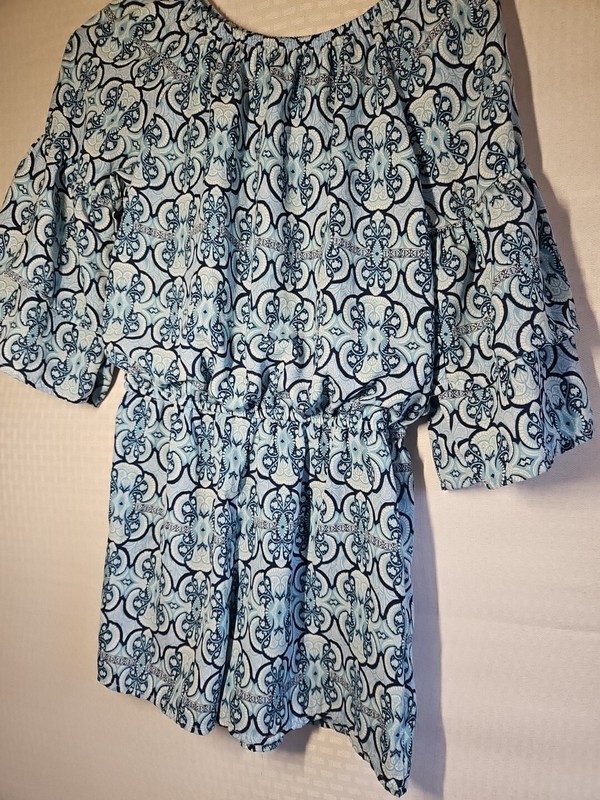 Takara Girls, Dressy Romper, XL, Nautical Summer Off Shoulders