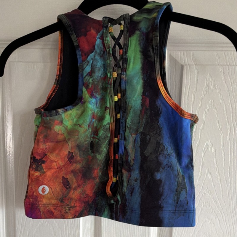 Donajo Multicolor Abstract Sleeveless Top & Ruffle Skirt Set Lace-up Size 1 gallery