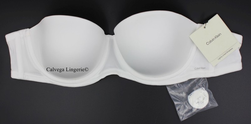 NWT Calvin Klein QP3156 «Pure Micro» Strapless, T-Shirt, Padded Bra, White (110)