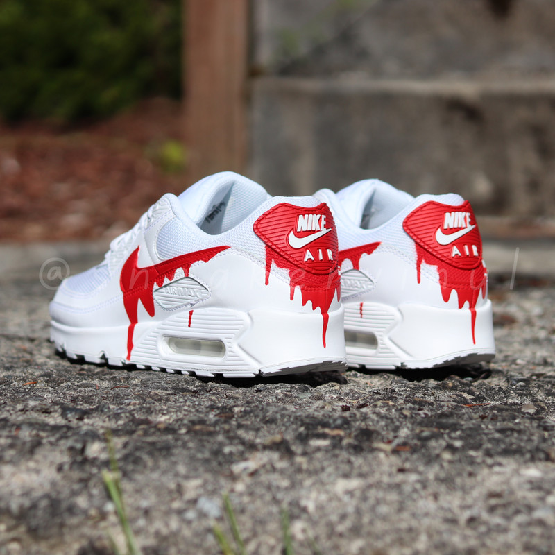Customized Air Max 90 Black Paint Drips Sneaker Customs