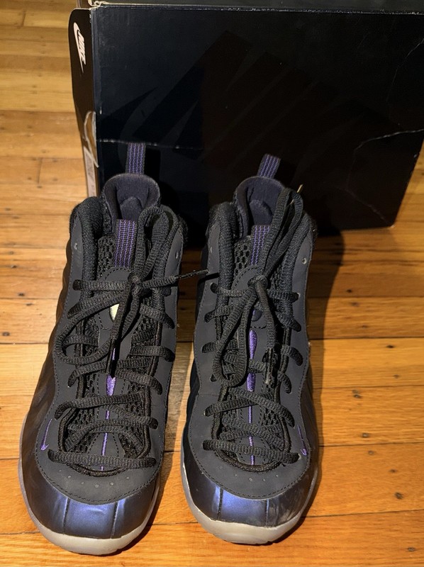 Nike Little Foamposite One Eggplant Purple Sneakers, Size 3Y FJ1256-001 gallery