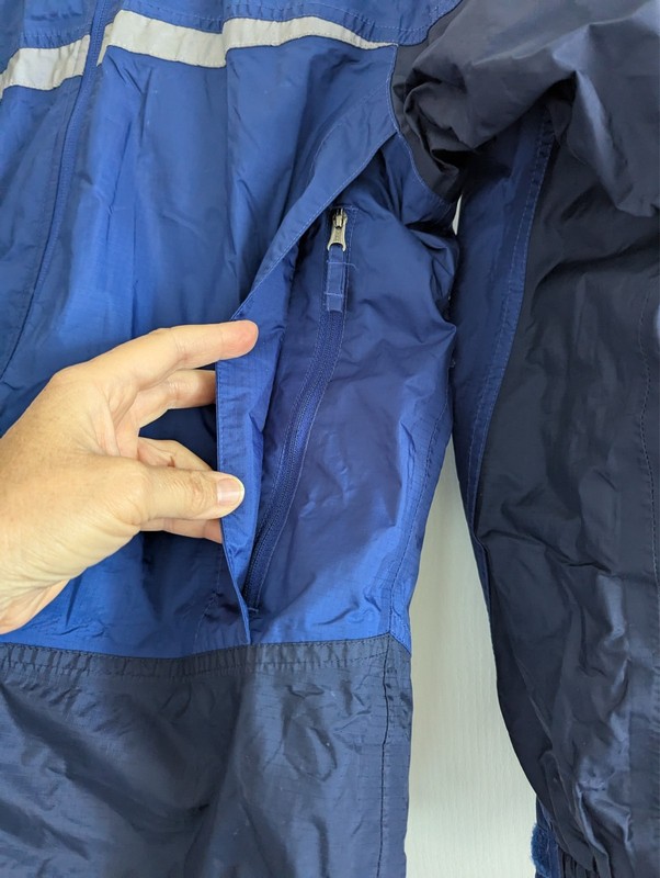 L.L Bean fleece lined hooded kids jacket front and back zip pockets size L 14-16 gallery